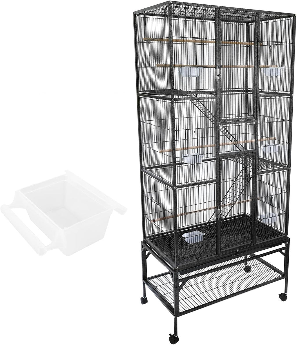 Professional Bird Keeper Cage, 31x18x69.5in Extra Large Vertical Flight Cage, Low-Carbon Steel Frame with Full