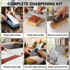 12-Piece Knife Sharpening Stone Set, Whetstone 4 Side 400/1000 3000/8000 Grit, Whetstone Knife Sharpener Stone Kit