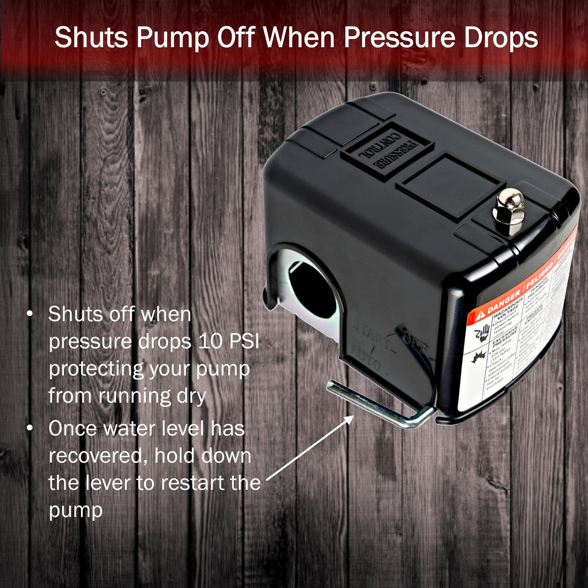 Red Lion Low Pressure Pump Cut-Off Switch for Well Pumps and Jet Pumps