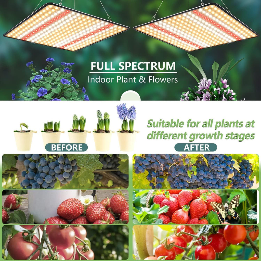 Grow Light, (2-Pack) 200W LED Grow Lights for Indoor Plants Full Spectrum Plant Growing Lamps for Seedling Veg and Bloom