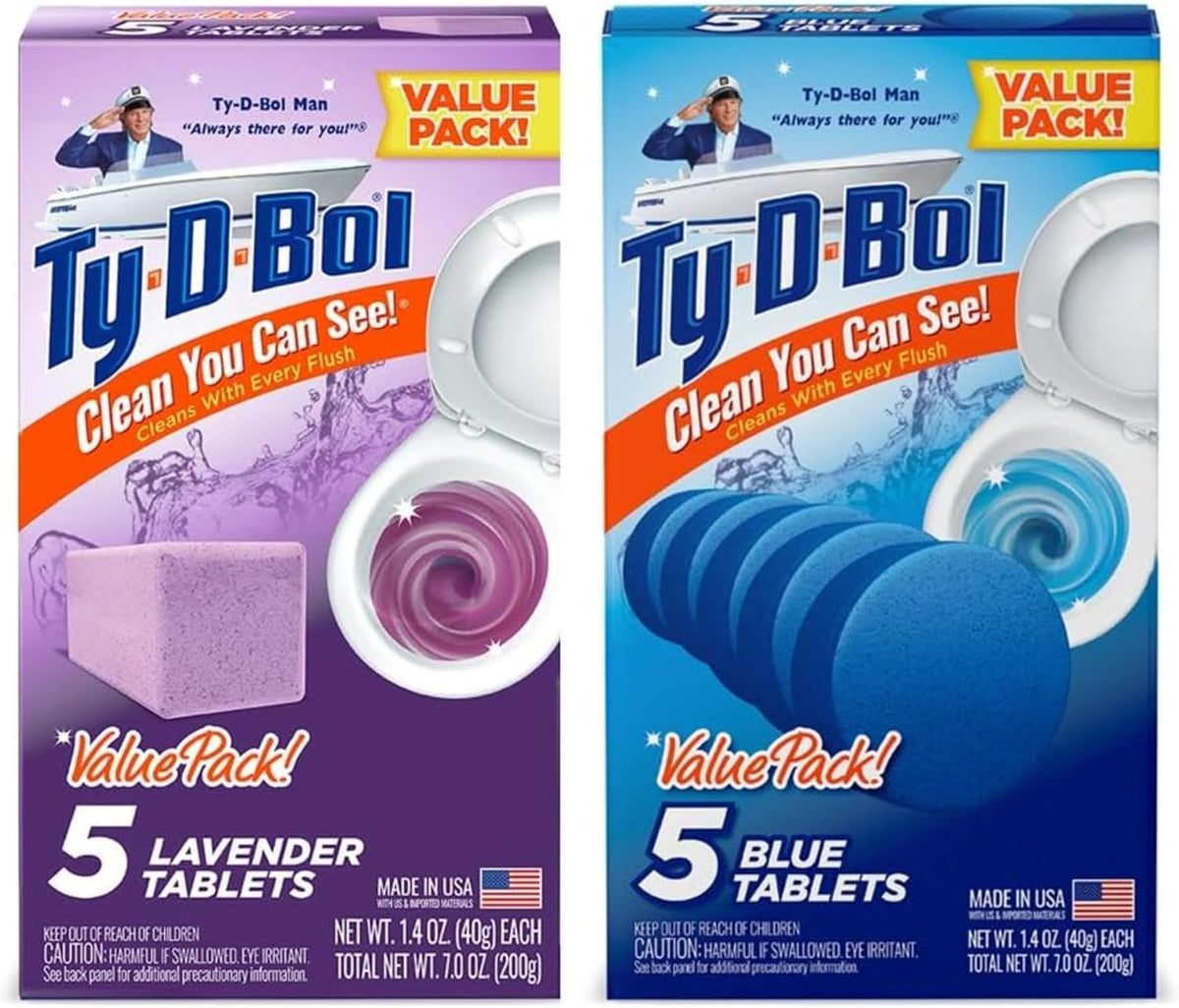 Bleach-Free Toilet Bowl Cleaner Tablets, Lavender & Blue, 10 Pack
