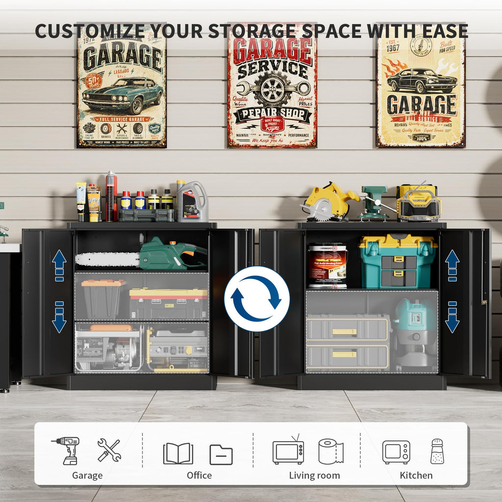 Metal Garage Storage Cabinet, Lockable Utility Storage