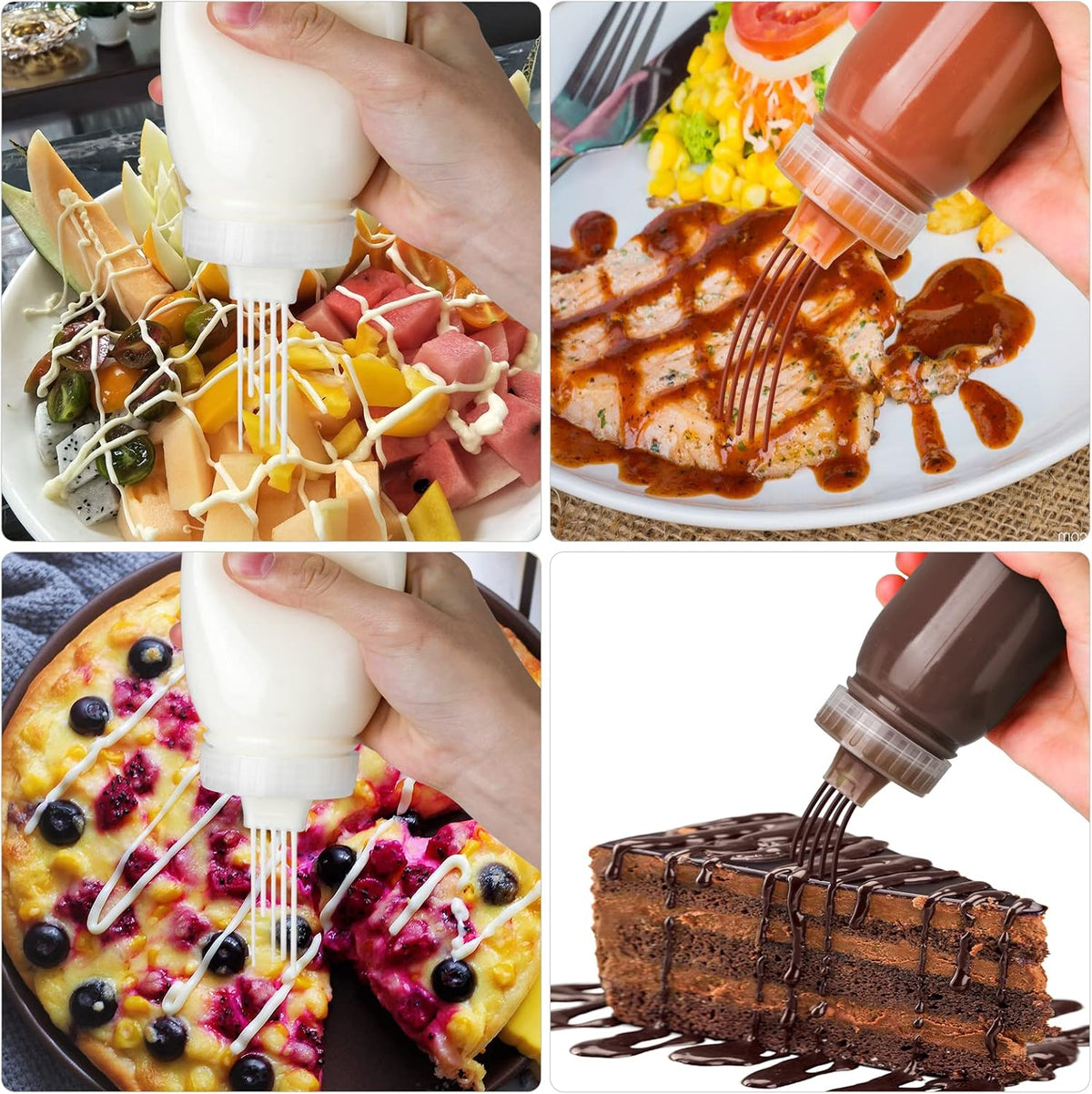 Porous Condiment Squeeze Bottles, Salad Dressing Container, Squeeze Bottles for Sauces, Botellas Exprimibles de