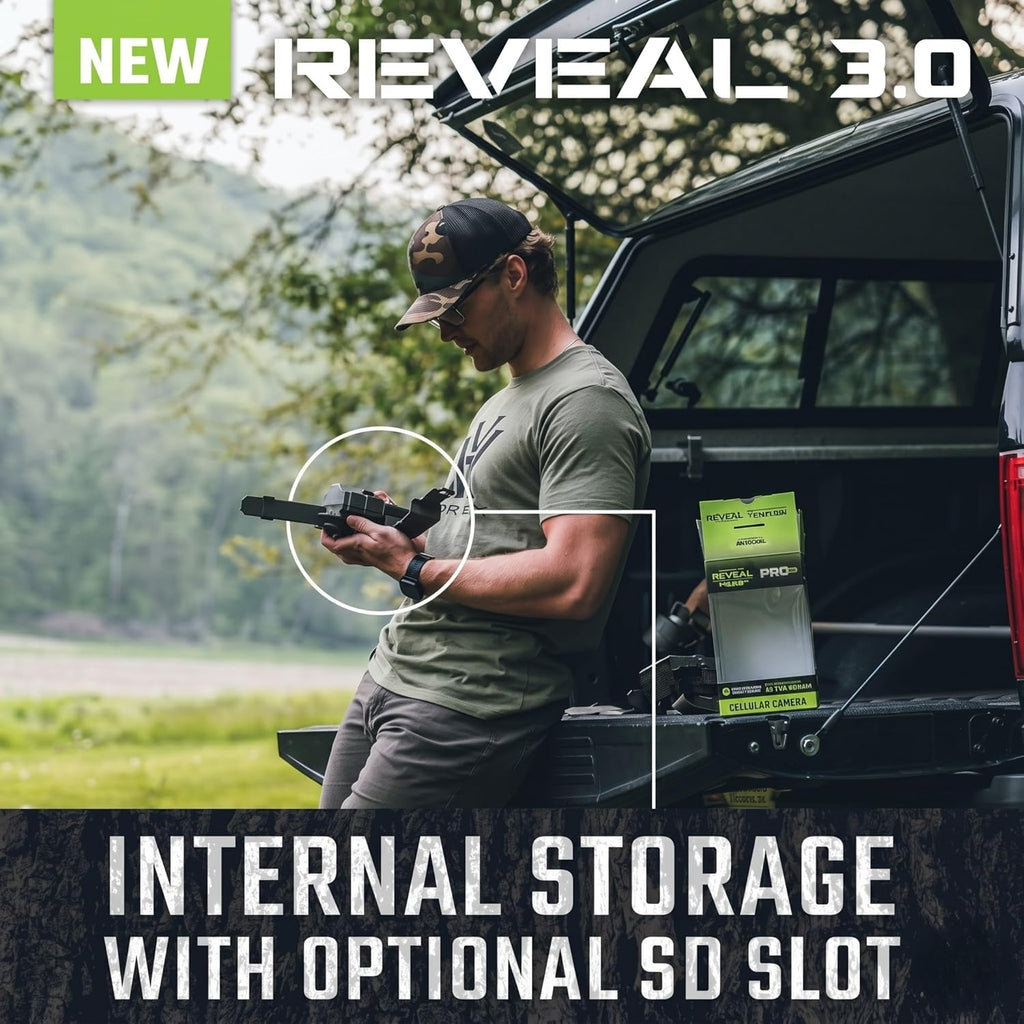 Reveal Pro 3.0 Cellular Trail Camera, Night Vision, GPS | 4G LTE; 4K HD photo; no-glow IR flash; optional SD card