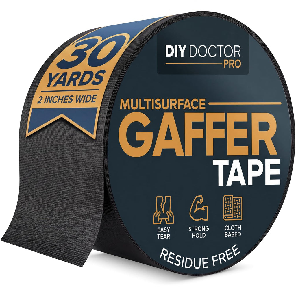 Strong Adhesive Gaffer Tape 2 Inch x 30 Yards Black Matte Cloth - 1 Pack