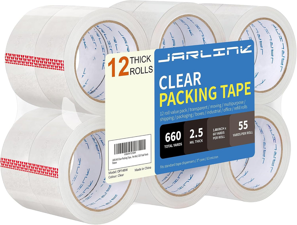 12 Rolls Clear Packing Tape, Heavy Duty Packaging Tape