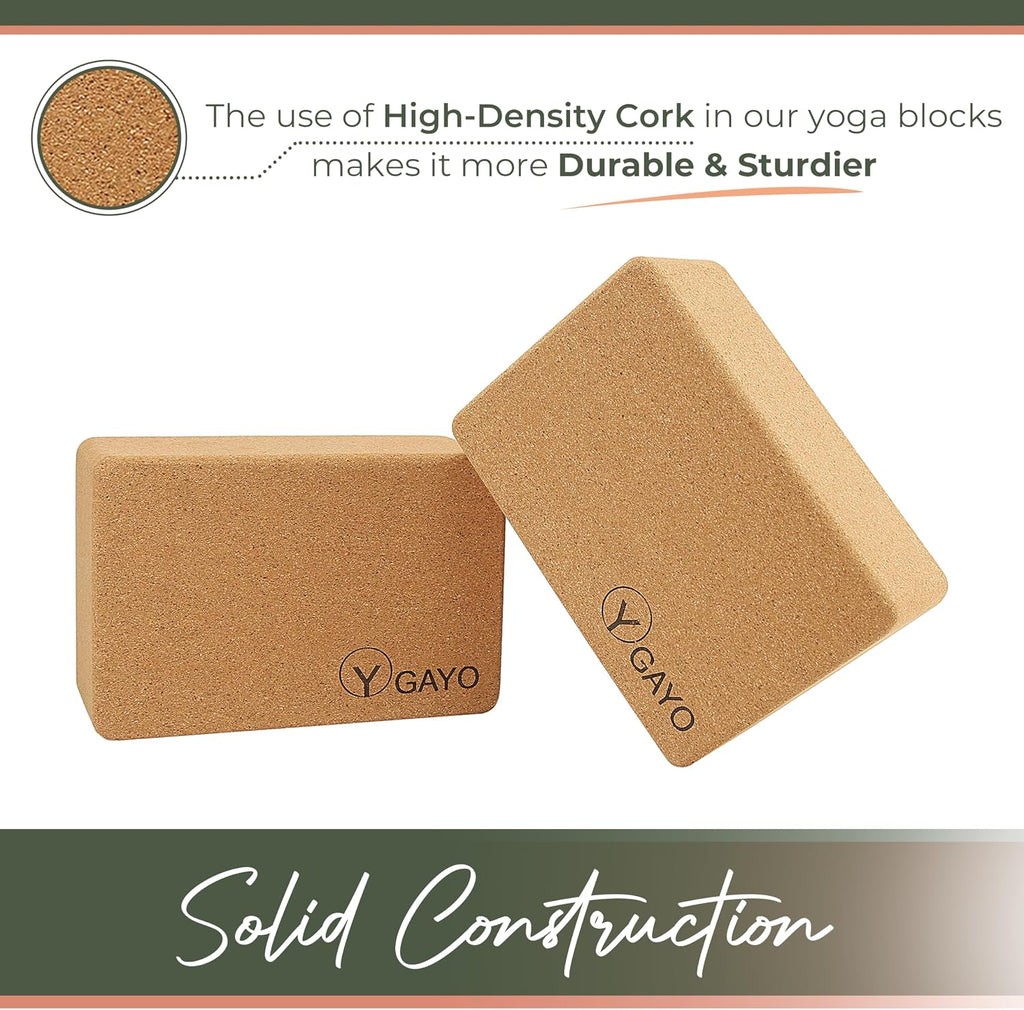 Premium Cork All-in-One Yoga Essentials Kit -Large Cork Yoga Mat 5mm and Blocks Set with Carry Strap and Alignment