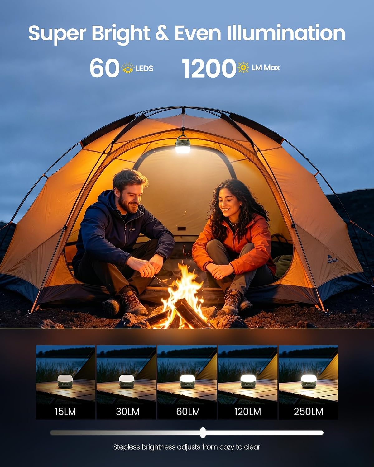 400H Camping Lantern, 5000mAh Rechargeable Lantern, Solar Pocket | Led Camping Lantern with 5 Brightness 3 Modes