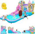 Inflatable Water Slide Bounce House, 8-in-1 Water Park with Water Cannon, Climbing Wall, Basketball Hoop & Splash