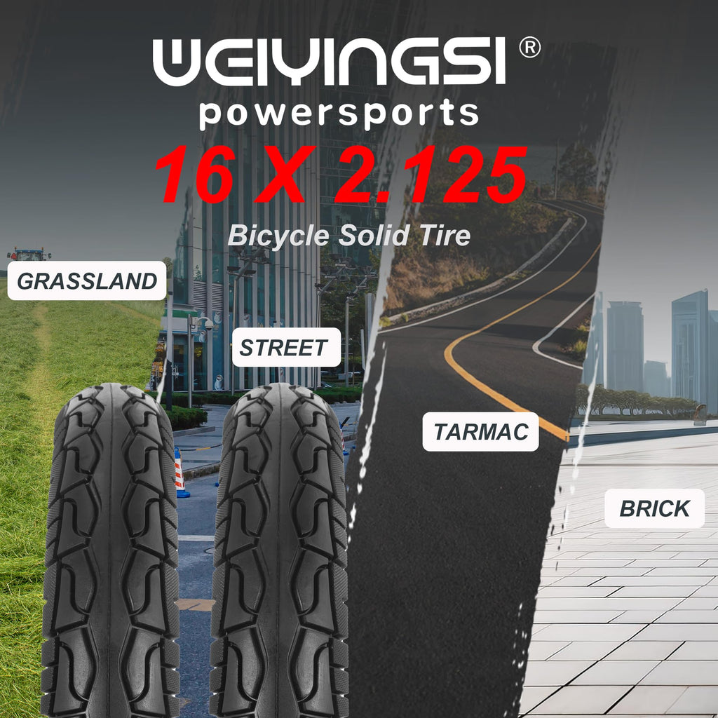 16x2.125 Electric Bike Solid Tire, Airless Explosion-Proof- 2PACK