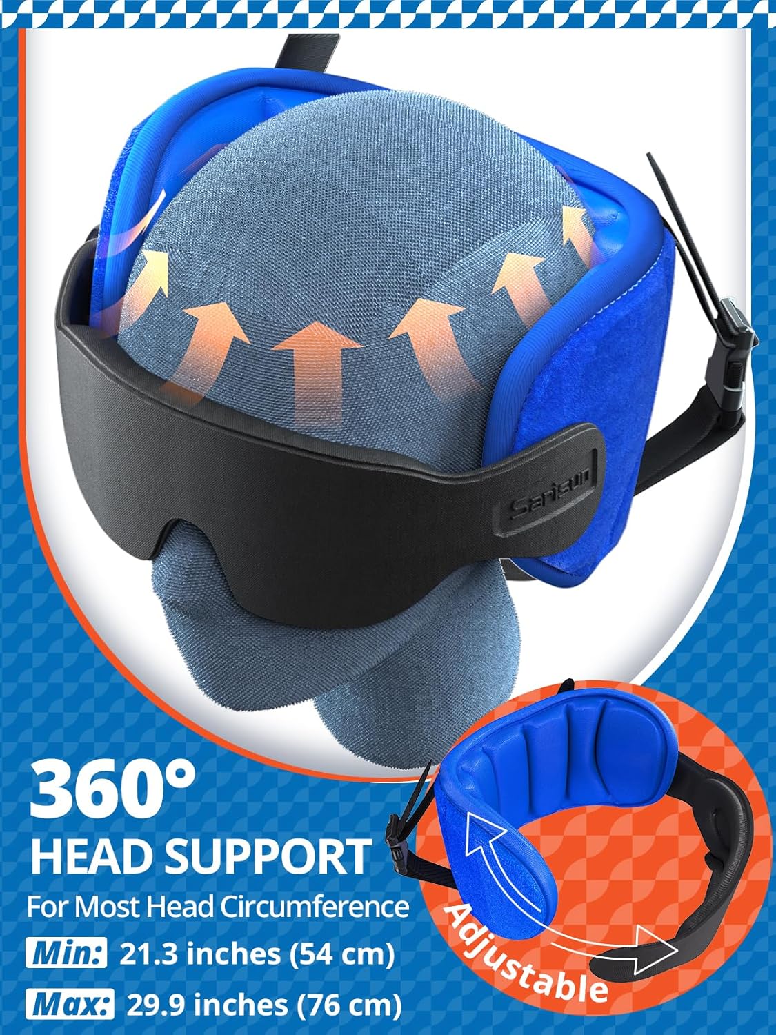 Travel Pillows for Airplanes, 360° Stable Support Airplane Pillow with 3D Eye Mask, Headrest Pillow for Long Flight