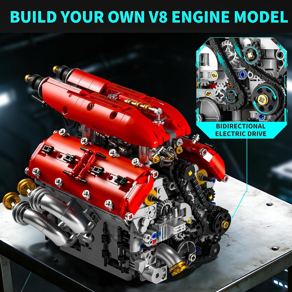 V8 Engine Model Kit, Engine Building Blocks Set 1370PCS for Adults