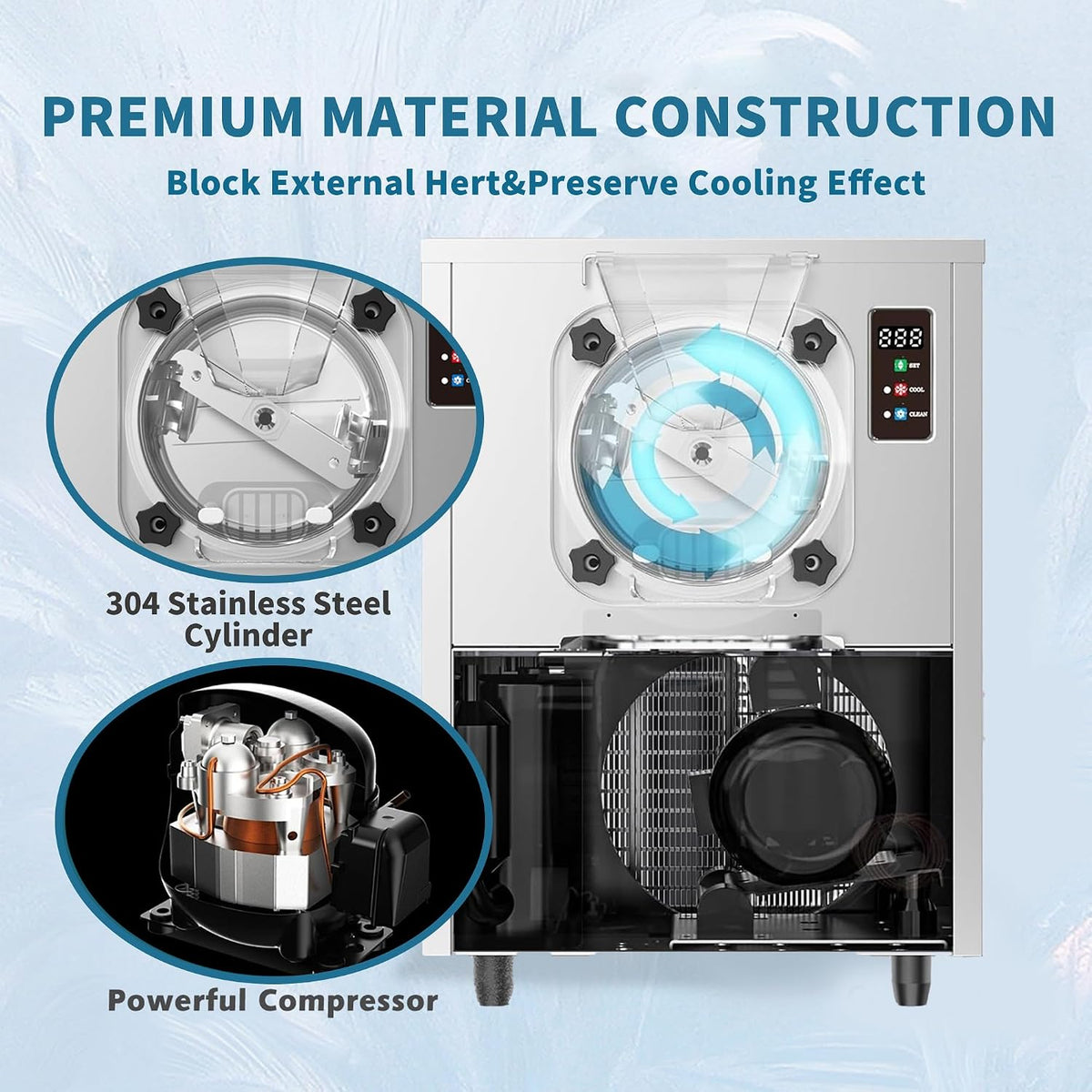 Commercial Hard Ice Cream Maker Machine 1400W 110V 3 to 4 Gallons Per Hour Gelato Ice Cream Machine with Auto Clean