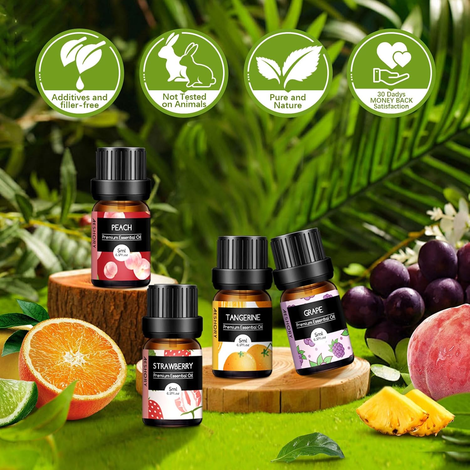 Fruity Essential Oils Set - Top 28 Fruit Fragrance Oil for Candle Making, Diffusers - Strawberry, Apple, Pineapple