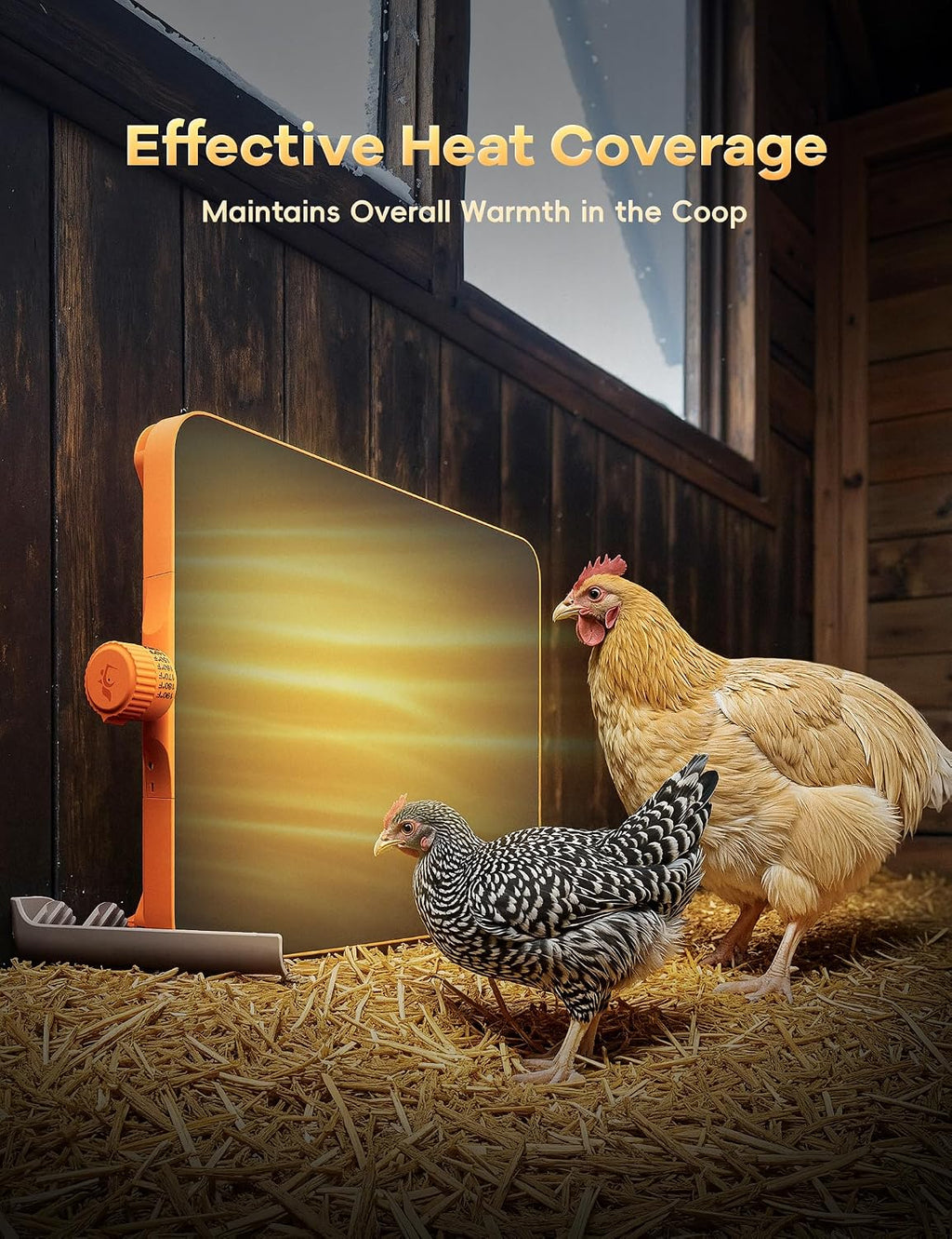 Smart Chicken Coop Heater, 200W Radiant Heat Panel with Temperature Sensor