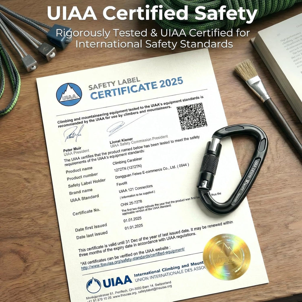 25kN Heavy Duty Climbing Carabiner - UIAA Certified Large Auto Locking Clip | Ultra Lightweight 7075 Aluminum Gear
