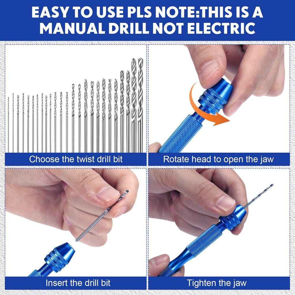Mudder 36 Pcs Pin Vise Hand with Micro Drill Bits Set, Blue