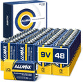 Allmax 9V Maximum Power Alkaline Batteries (48 Count) – 9 Volt | 7-Year Shelf Life • Leakproof Design • Ultra