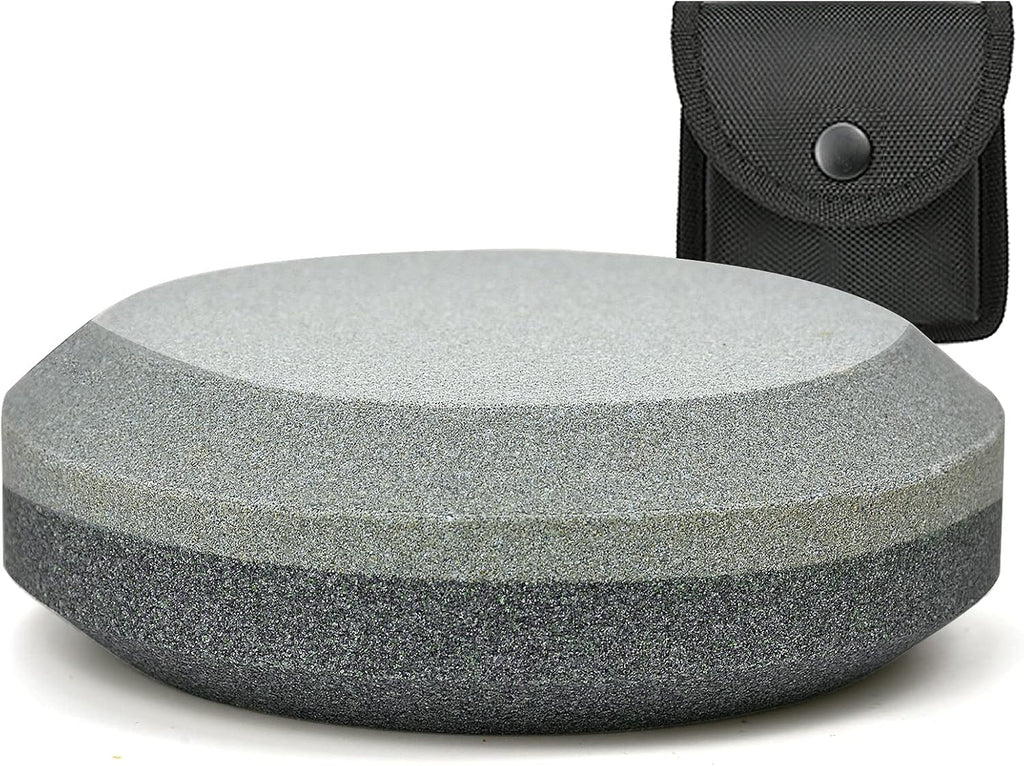 Axe/Hatchet Sharpening Puck Whetstone Knife Sharpening Stone | Dual Grit Multi-Purpose Sharpener with Sheath Small
