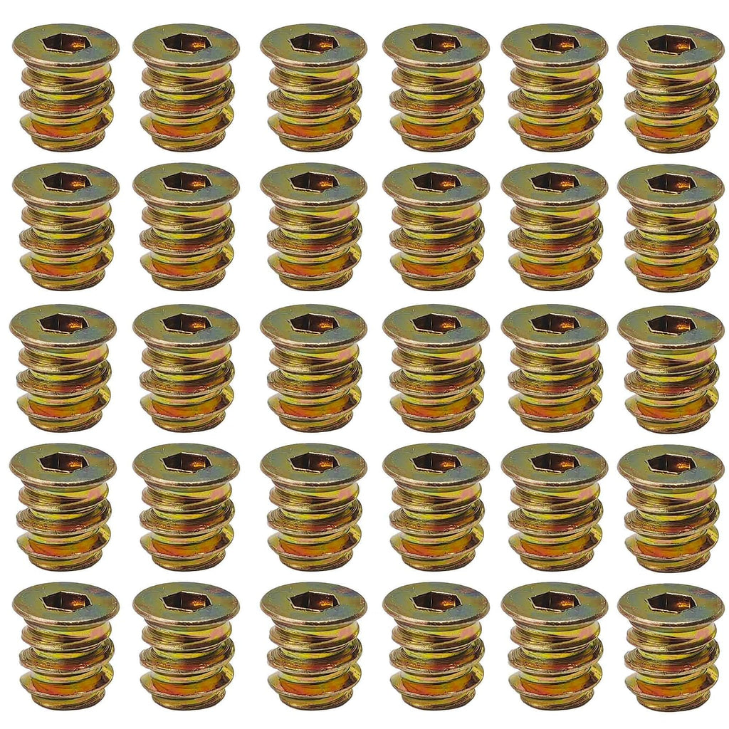 30PCS M4 x 10mm Threaded Inserts for Wood Hex Socket Drive Metal Nut Inserts Bolt Fastener Connector for Furniture Wooden Products DIY Models