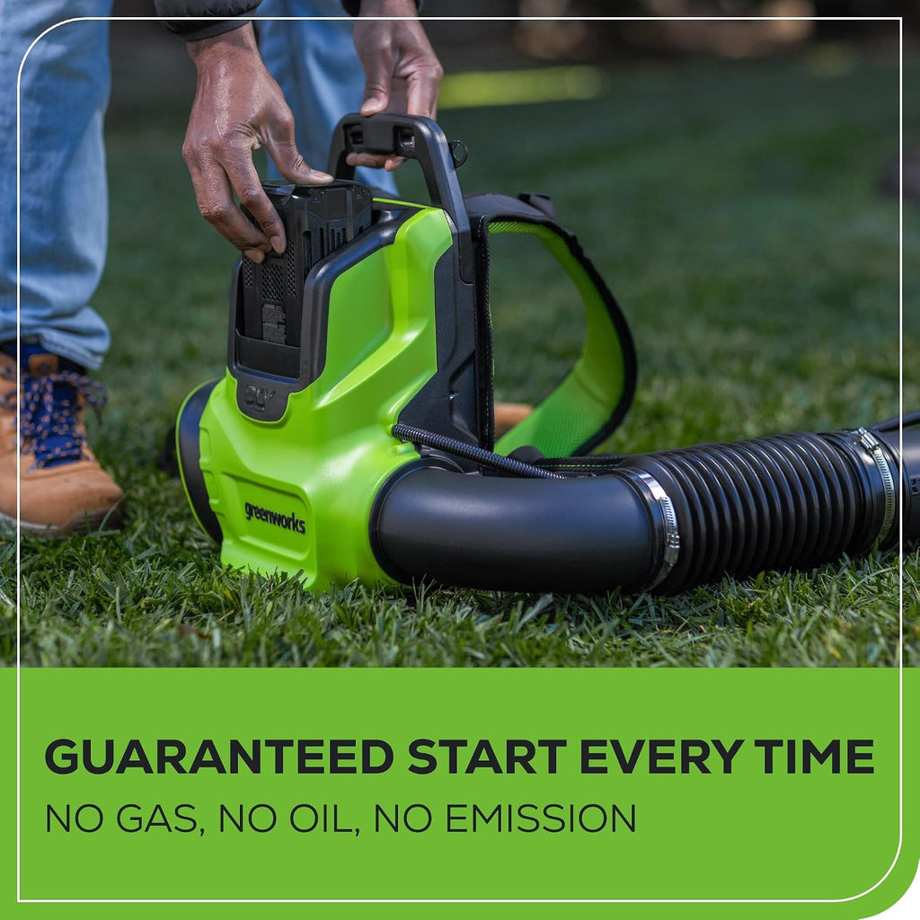 80V Backpack Leaf Blower, 750 CFM, 4.0 Ah Battery and Charger