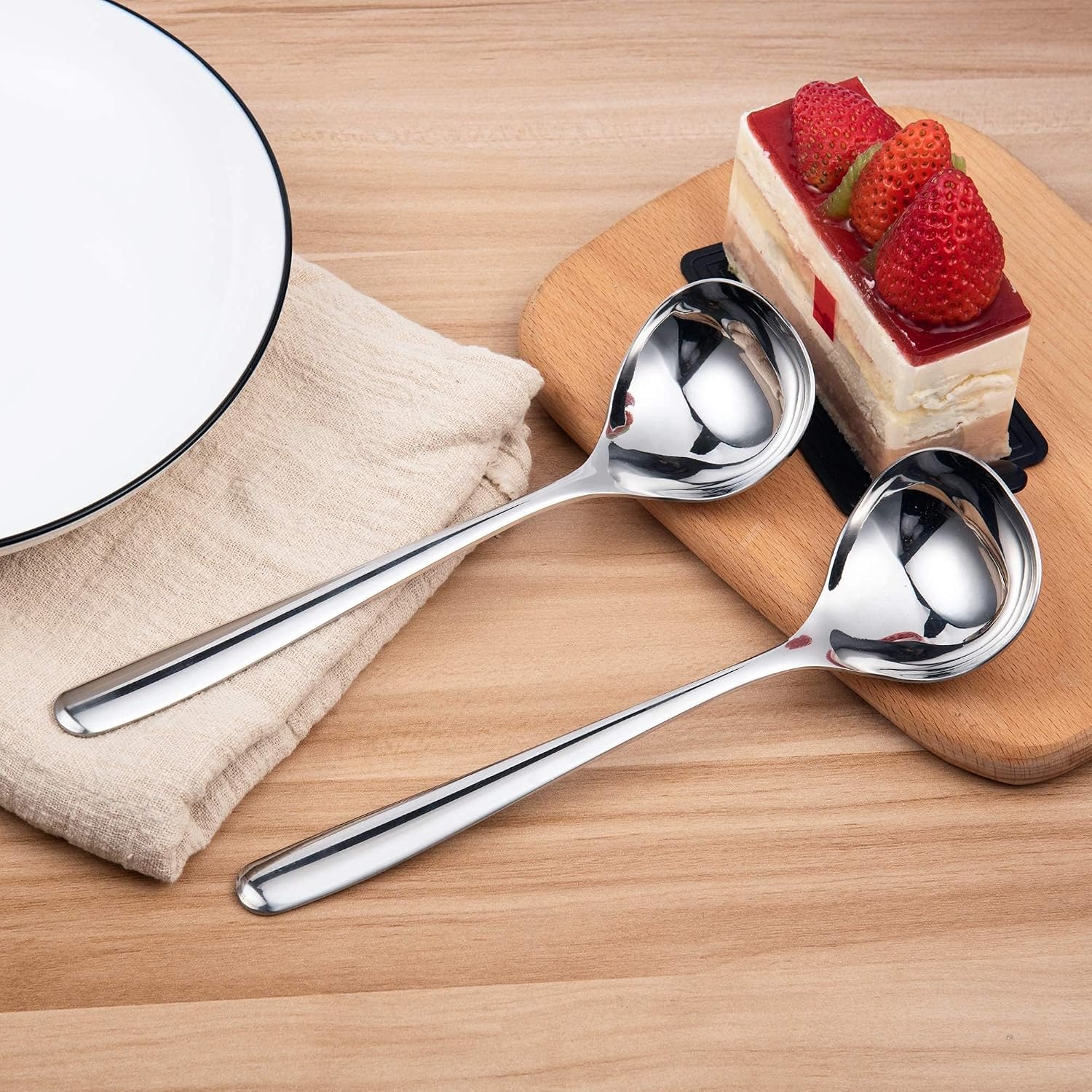 8-Inch Gravy Ladle SUS304 Stainless Steel Serving Ladle, Set of 4