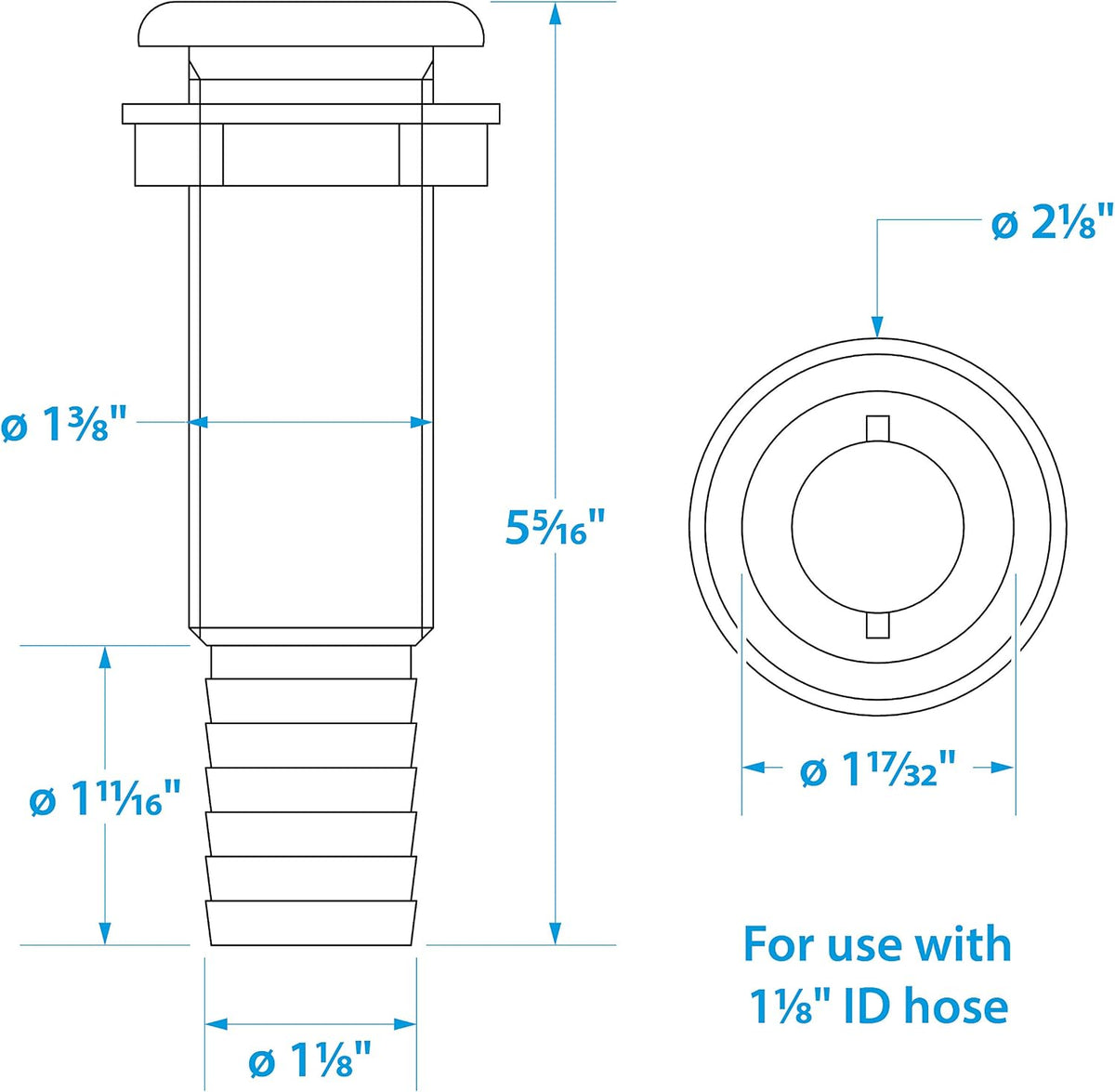 Seachoice Polypropylene Extra Long Thru-Hull Connector
