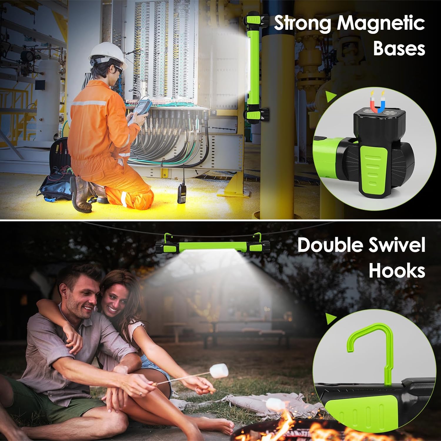 Work Light, 2500LM Bright LED Work Lights, 5200mAh Rechargeable Magnetic Underhood Work Light with Hooks, Cordless