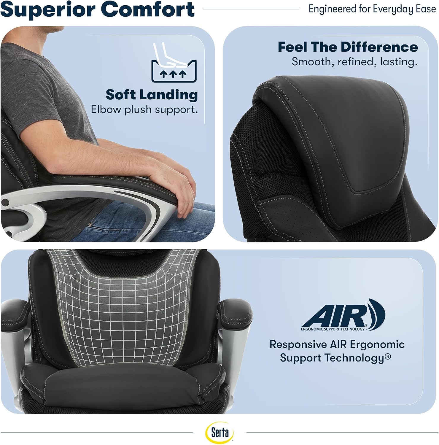Bryce Executive Office Chair - Ergonomic Computer DeskChair with Lumbar Technology - Adjustable Height - Memory Foam