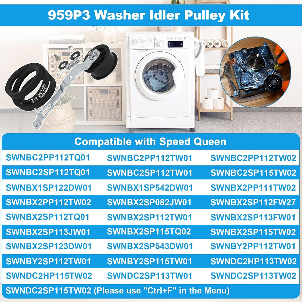 959P3 Washer Idler Pulley Kit Fit for Speed Queen Series