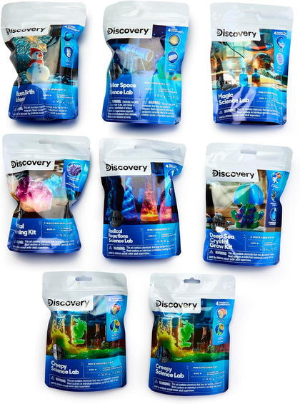 Mini Science Kit 8-Pack, 32 STEM Science Experiments for Kids, Chemistry, Crystal Growing, Slime, Magic, Space