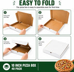 40 Pack Pizza Box 10"×10", White Pizza Box, Grease-Resistant Corrugated Pizza Boxes, Take Out Food Containers Packing