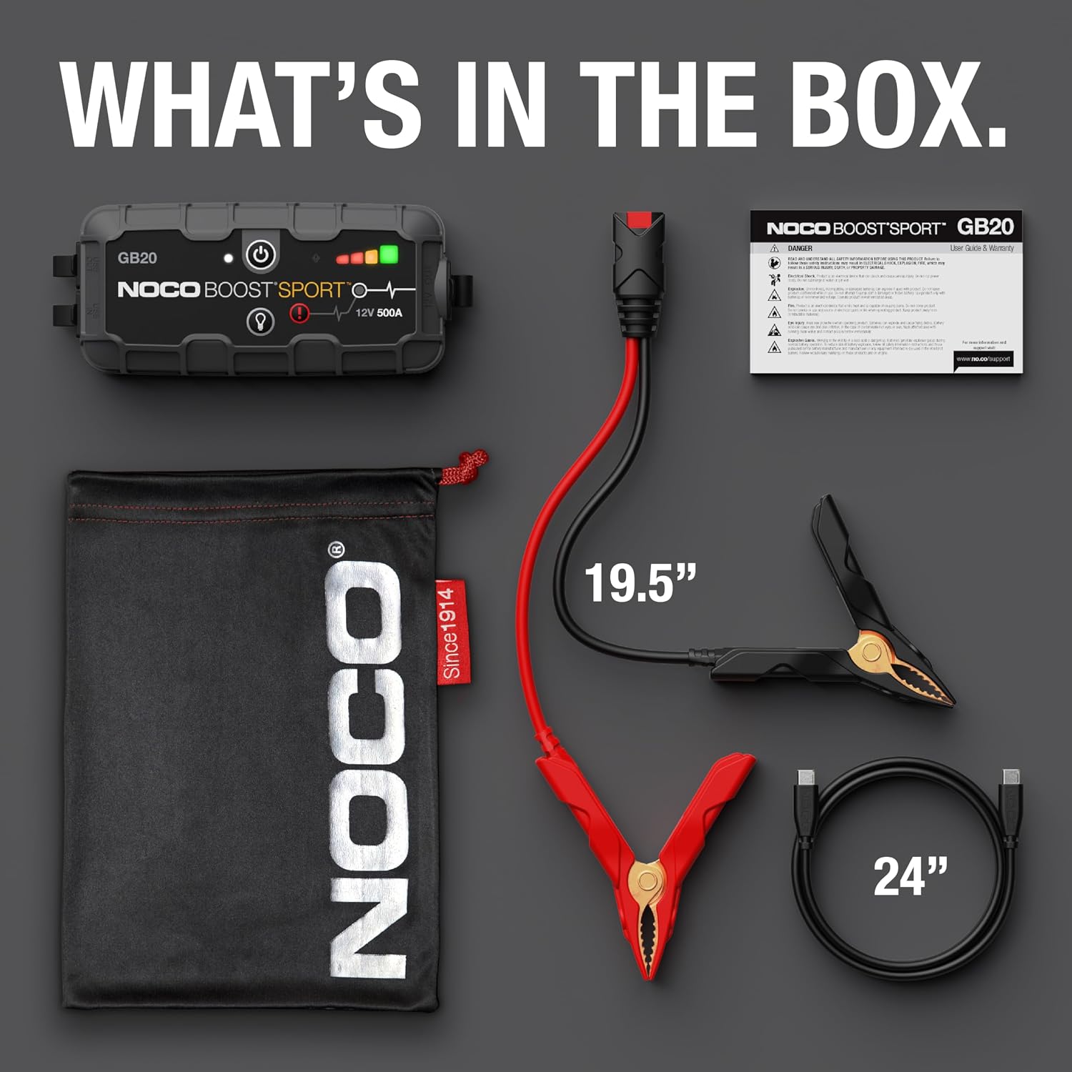 Boost GB20 500A UltraSafe Jump Starter, 12V Lithium Battery Booster