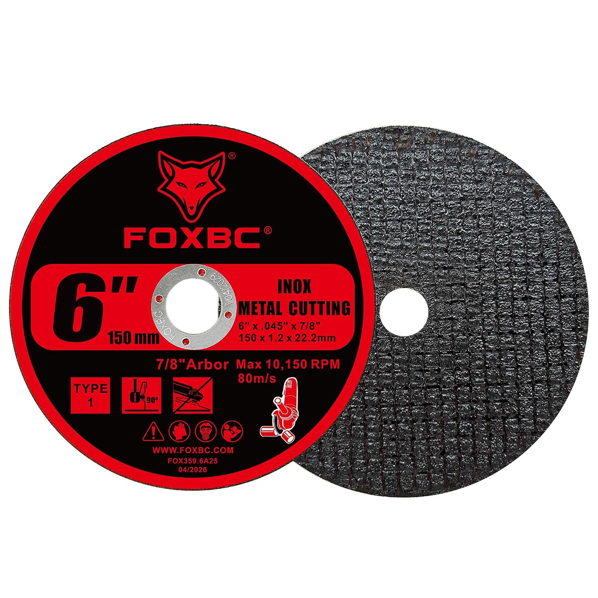 FOXBC 6 Inch Cut Off Wheel for Metal & Stainless Steel - 25 Pack