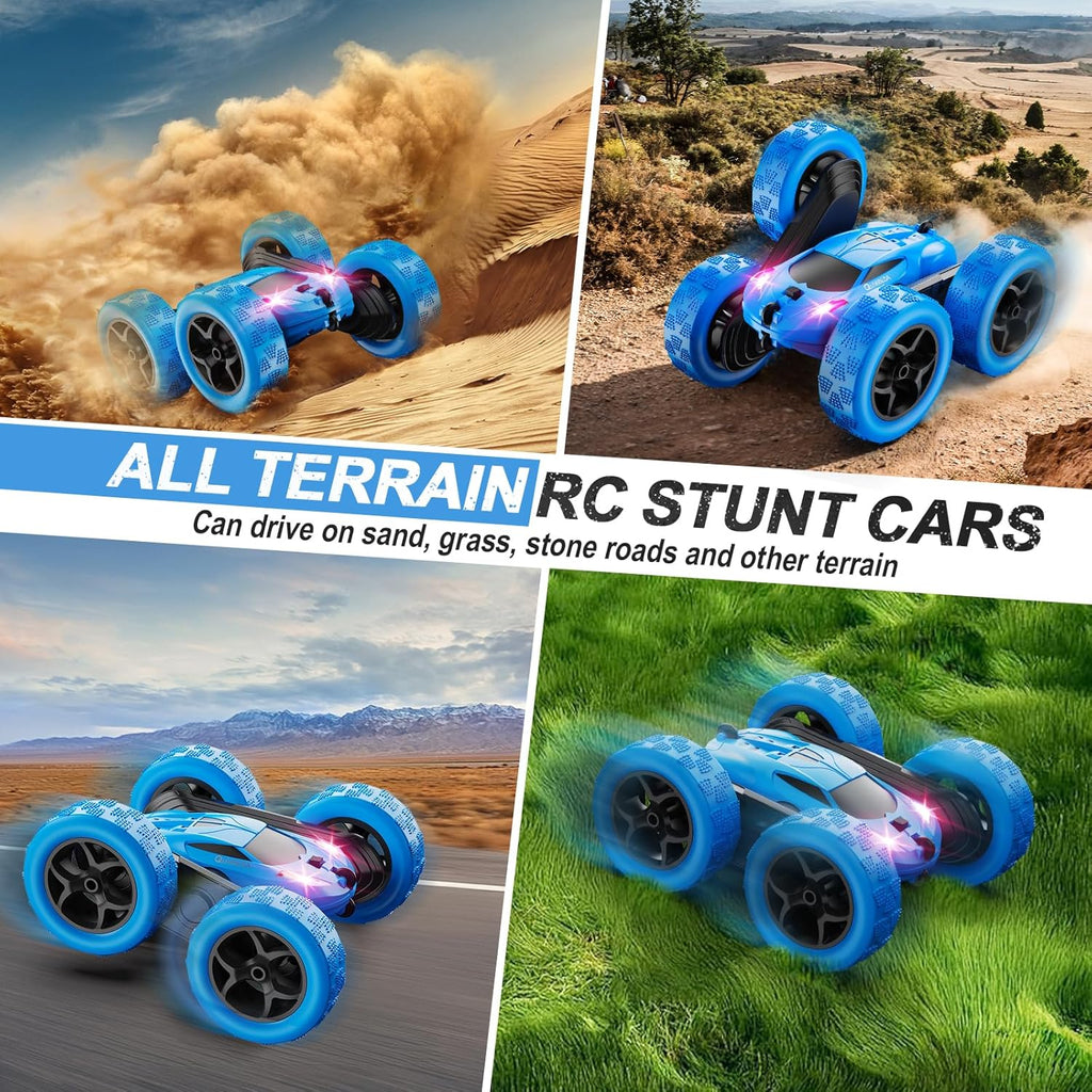 Remote Control Car, RC Cars Toys for Kids Ages 6-12, 4WD Stunt Car with LED Lights & 360° Flips, 2.4GHz, Upgraded