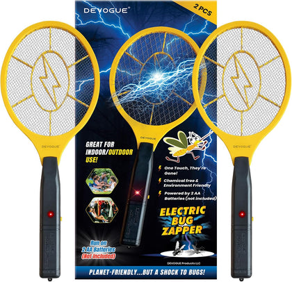 Pack of 2 Electric Fly Swatter Bug Zapper Battery Operated Flies Killer Indoor & Outdoor Pest Control Mosquito Zapper