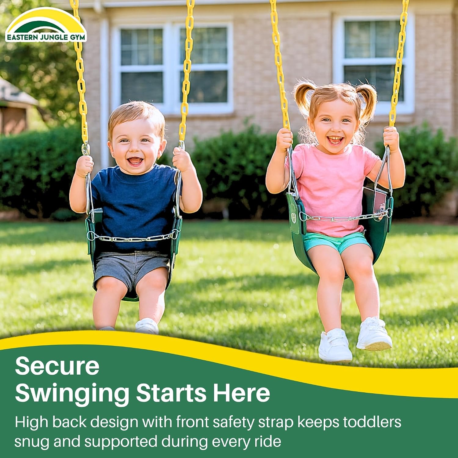 Pack of 3 Backyard Swings Replacement Belt Swing, Ring Trapeze Bar Combo Swing and Half Bucket Toddler Swing with