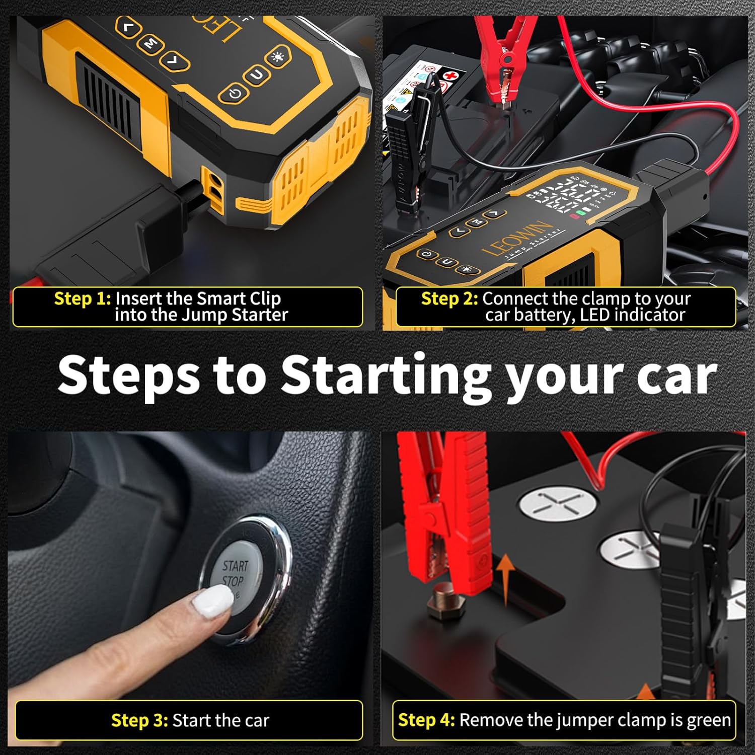 Jump Starter with Air Compressor, Battery Jumper Starter Portable(9.0 Gas/6.5L Diesel) with Tire Inflator, 12V Car