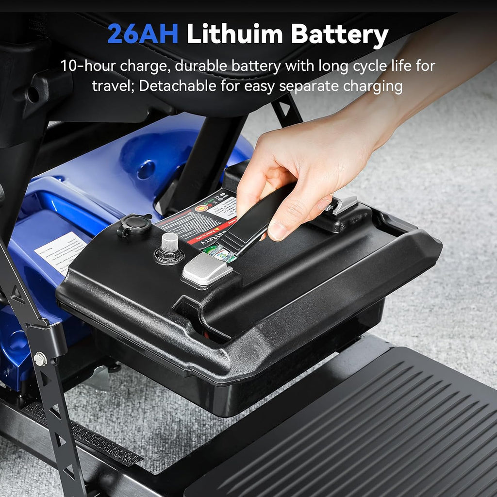 Lightweight Mobility Scooter for Seniors, 20-25 Miles Portable Mobility Scooter for Travel, Removable Lithium