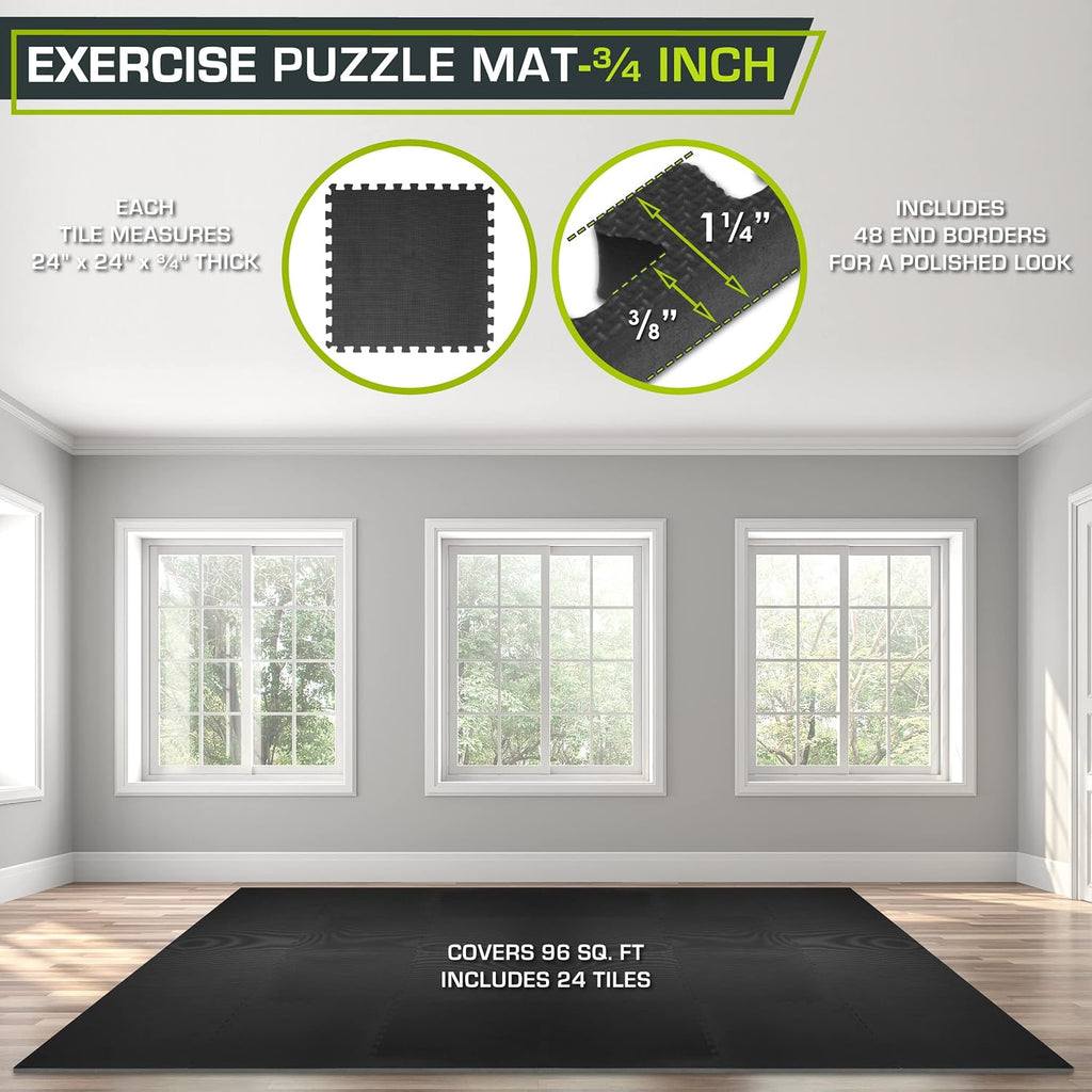Fit Weaved Pattern Extra Thick Exercise Puzzle Mat ¾-inch, EVA Foam Interlocking Tiles for Protective, Cushioned