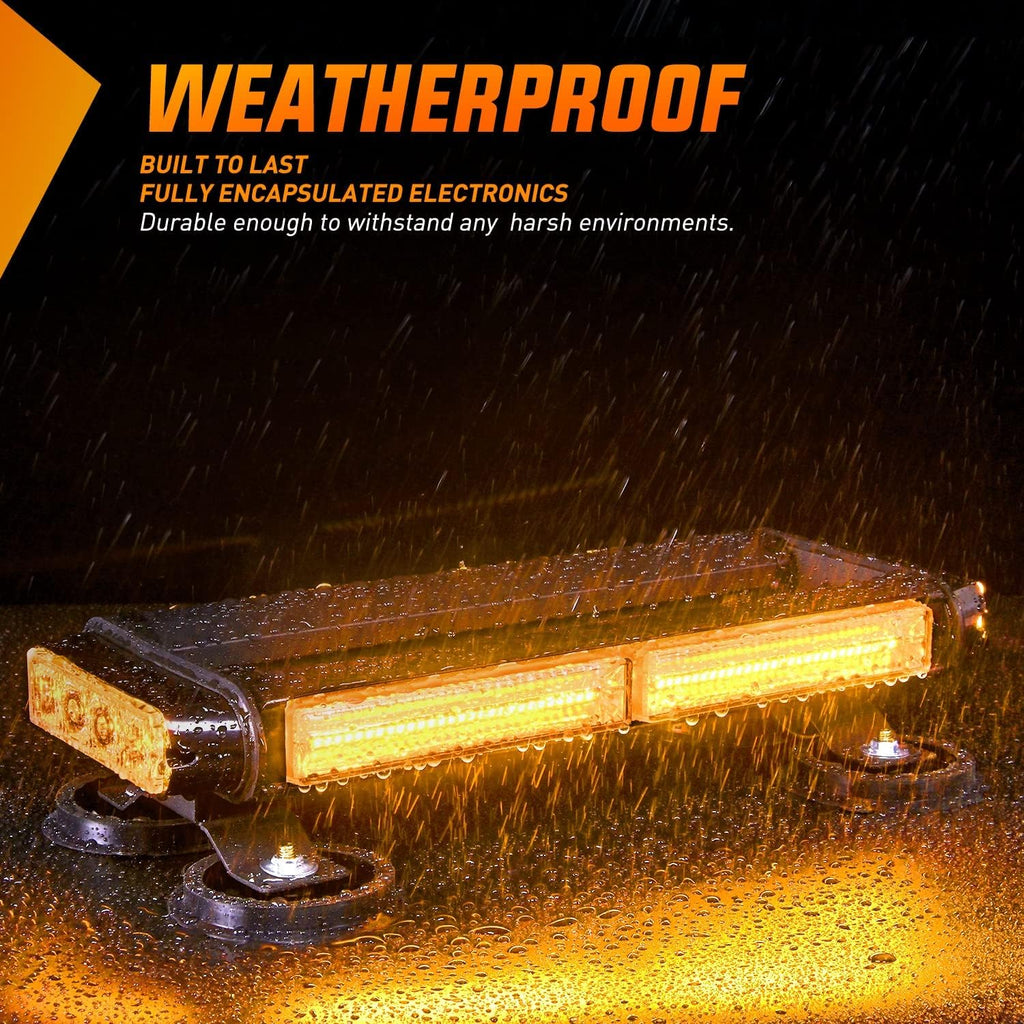 14.5" Amber COB LED Strobe Rooftop Flashing Light Bar High Visibility Emergency Hazard Warning Beacon Lights