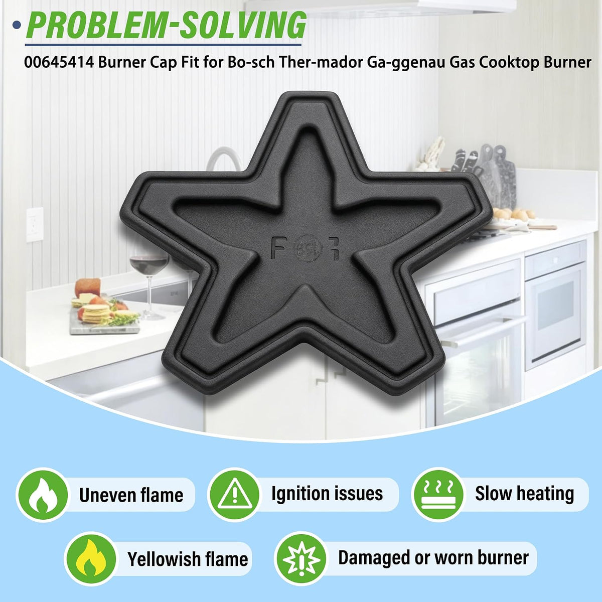 00645414 Gas Range Stove Burner Cap Fit for Bo-sch Ther-mador Gag-genau