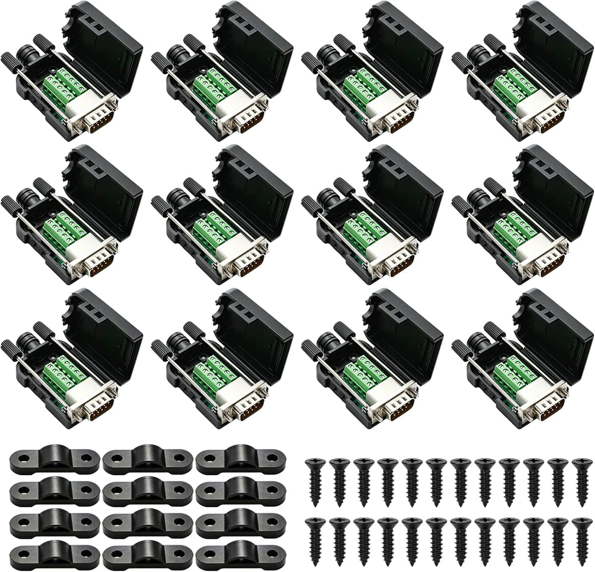 12PCS DB9 Male Solderless 9 Pin Breakout Connector
