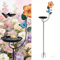 Small Metal Bird Bath for Outside, 8” Dia Bowl Bird Baths Feeder Bowl for Outdoors, Standing Birdbaths & Birdfeeder