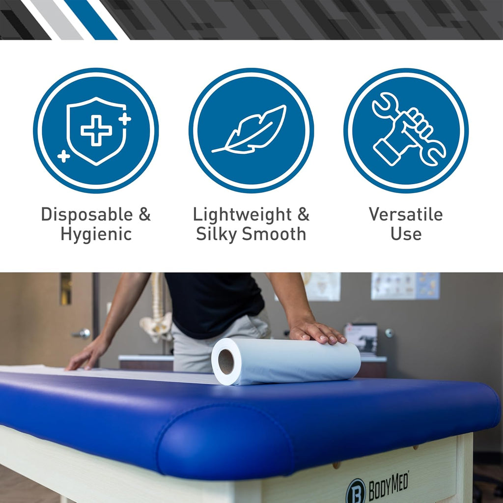 Medical Exam Table Paper, 21 in. x 125 ft. [12 Rolls] - Premium Crepe White Paper Roll - Disposable Table Sheet Cover