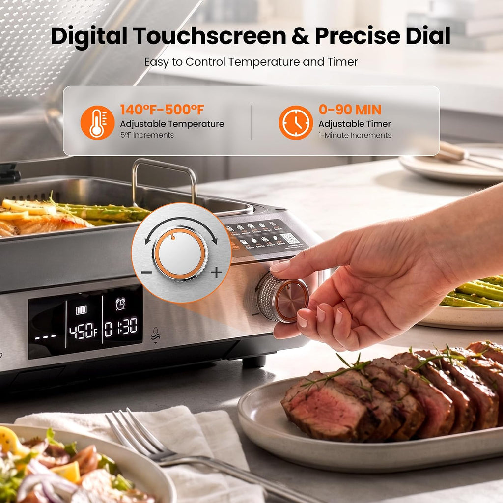 Smokeless Indoor Grill & Electric Griddle, 2-in-1 Countertop Grill