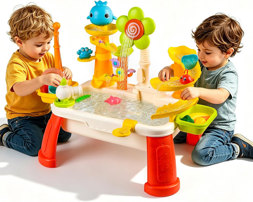 2026 Upgraded Water Table for Toddlers 3+, Water Table for Kids Ages 4-8 with Pump, Play Sink with Running Water