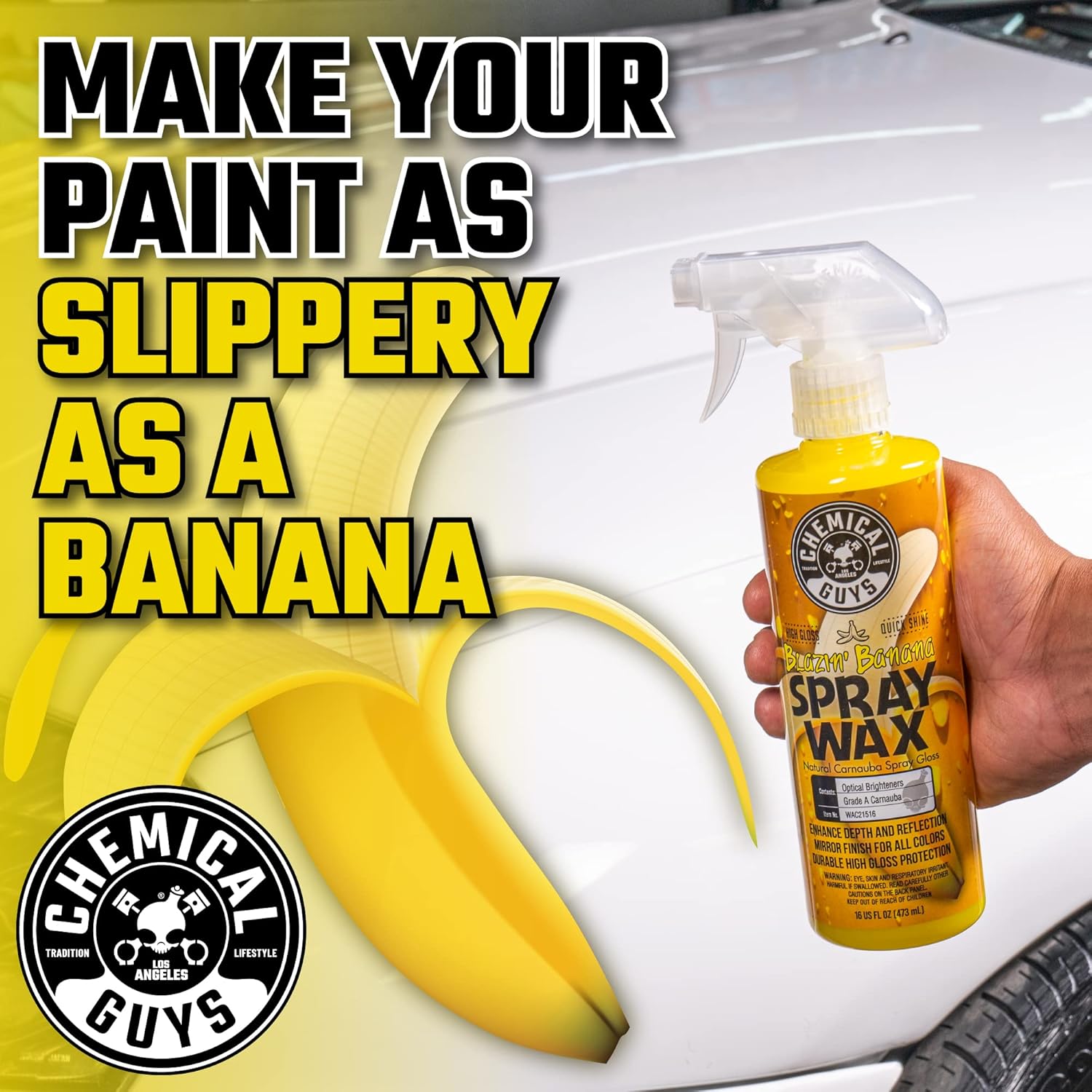 Spray Wax Blazin' Banana - Carnauba Car Wax Spray for High Gloss Shine and Protection, Safe for Cars, Trucks, SUVs