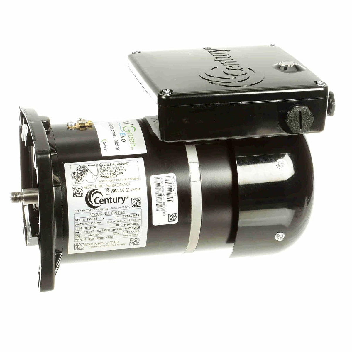 Century Motor VGreen EVO 1.65 THP Square Flange Variable Speed Replacement Motor