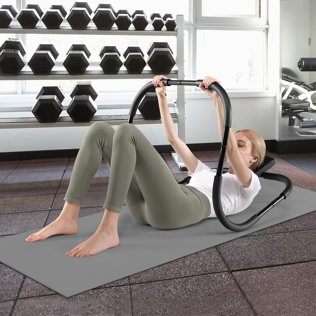 Ab Cruncher, Abdominal Trainer Sit up Assistant Roller with Padded Headrest, Fitness Exercise Training Machine for